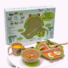 Refresh-A-Baby Stackable 4 Pc Feeding Set - Eco-Friendly Bowl Cup Set with Bag