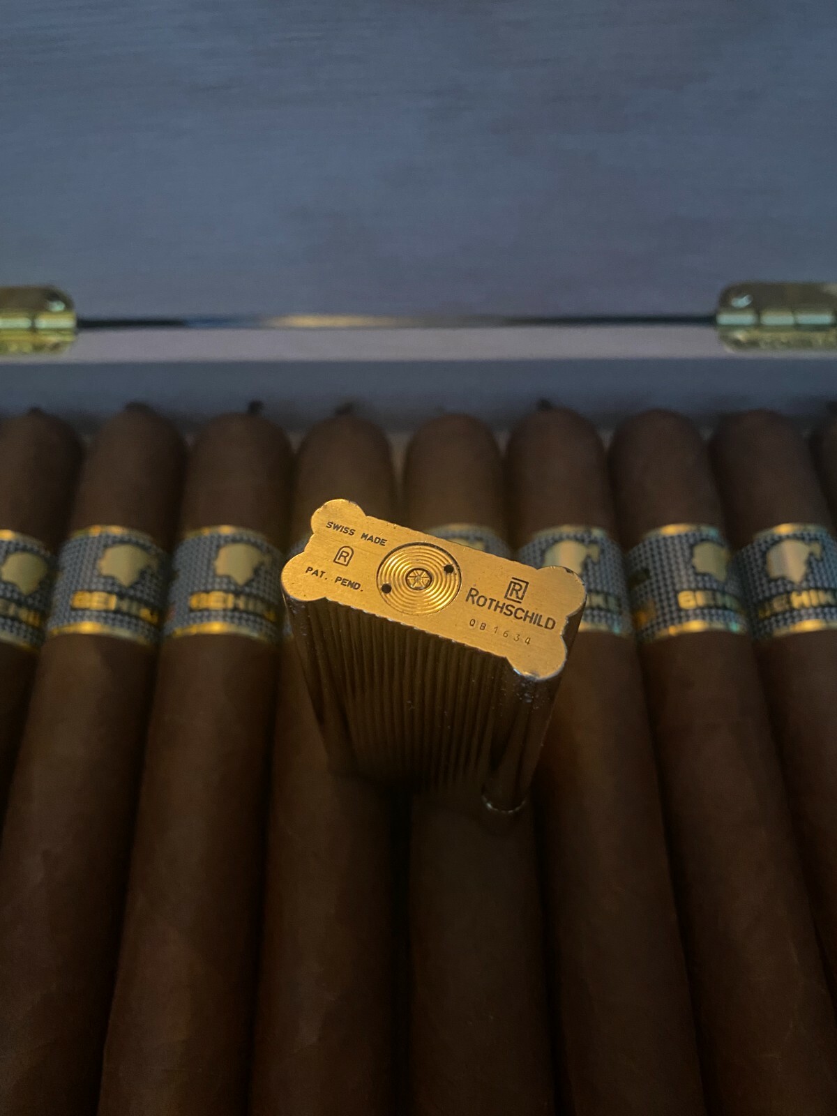 Rothschild Feuerzeug, goldfarben, orig.Box, REVISIONIERT, Garantie, TOP