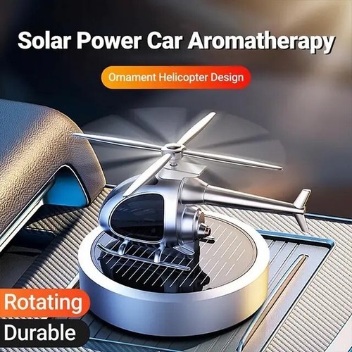 1pc Solar Power Roating Helicopter Car Air Perfume Diffuser Cologne Scent
