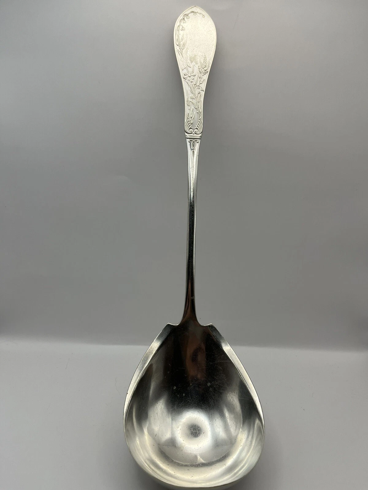 Antique ROGERS BROS Ornate Silverplate FLOWER & FERN Ladle 13.75"L x 3.5"D