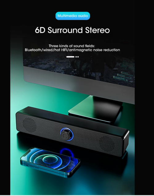 PC Soundbar Wired and Wireless Bluetooth Speaker USB Powered Soundbar for TV Pc.-image
