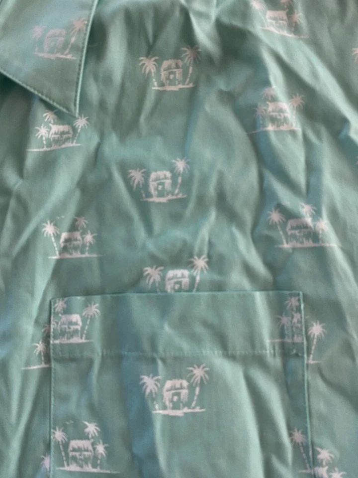 CAMISA MANGA CURTA BOTÃO PARA CIMA Havanera Bahay Kubo Palm Tree Artwork Ctn Grande G - Imagem 2 de 4