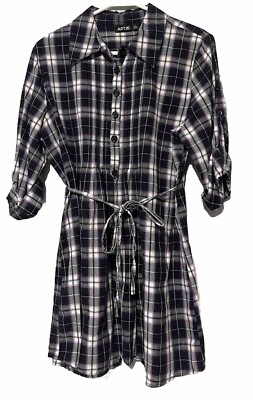 Apt.9 Women L Black Purple White Plaid 3/4 Sleeve Tunic Dress Short Button Front | eBay Apt.9 Women L Black Purple White Plaid 3/4 Sleeve Tunic Dress Short Button Front | eBay