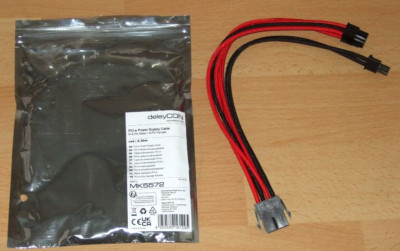 PCi-e Power Supply Cable -  6+2-Pin Male auf 8-Pin Female - 30 cm - NEU!