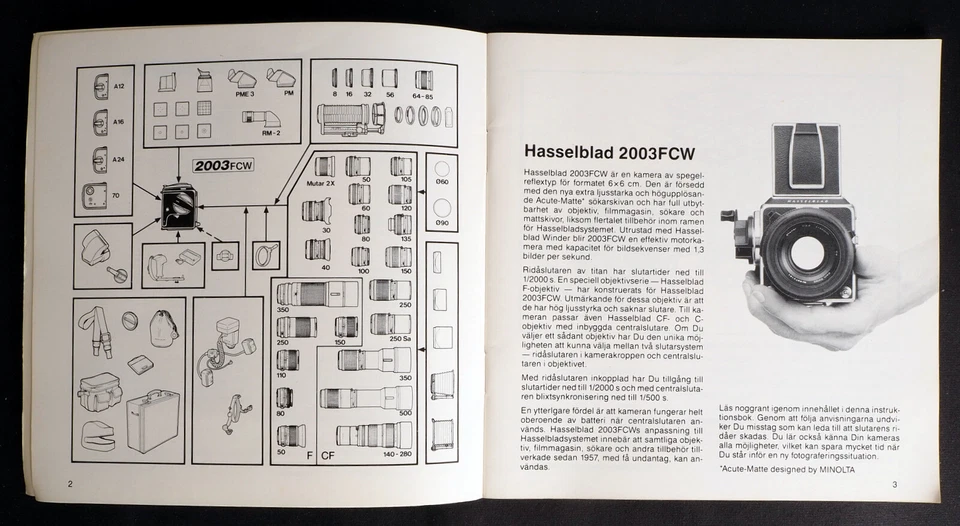 Original Hasselblad 2003FCW 2000FCW Camera User Manual (S) 1988 Edition - Image 3 of 4