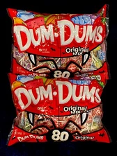 2 XL Bags DUM DUMS ORIGINAL FLAVOR MIX LOLLIPOPS 13.7oz Ea. 160 Pops BB 5/27