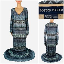 Boston Proper Womens Medium Dress Maxi Paisley Long Multicolor Underslip EUC