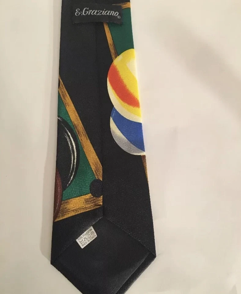 Billiards Pool Table Men's Neck Tie Necktie Graziano Pool Ball - Image 2 of 4