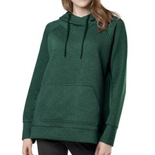 GREEN TEA WOMEN'S QUILTED HOODED PULLOVER  FOREST GREEN  S-M-L-XL-XXL NEW