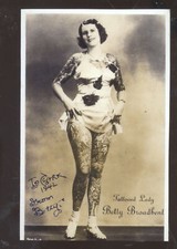 REAL PHOTO BETTY BROADBENT TATTOOED LADY WOMAN TATTOO POSTCARD COPY