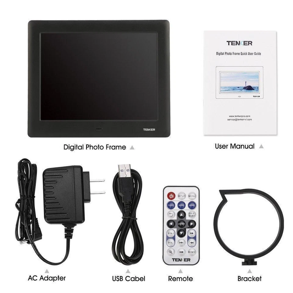 TENKER 8-inch HD Digital Photo Frame IPS LCD Screen PF0071 P08P3 - Image 3 of 4