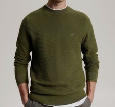 Tommy Hilfiger Men Green Rectangle Stitch Crewneck Sweater Size XXL