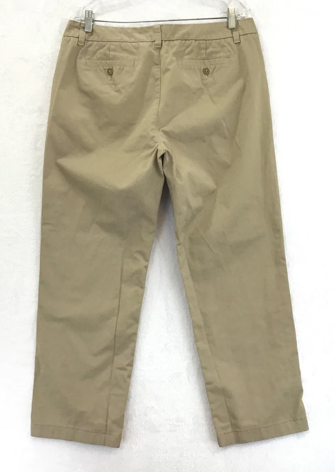 Lands' End 403664 / Khaki Straight Leg Flat Front Casual Chinos Pants / Size 14 - Image 3 of 4
