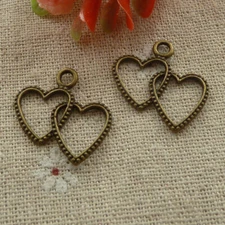 Free Ship 160 pcs Antique bronze heart charms 24X22mm L-3089