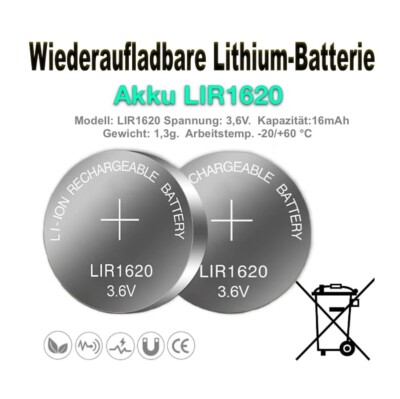LIR1620 Wiederaufladbare CMOS RTC BIOS Batterie Knopfzellen Akku 3,6V  Neu