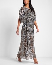 NEW EXPRESS x RACHEL ZOE $168 ANIMAL PRINT TIE WAIST MAXI DRESS SZ S SMALL