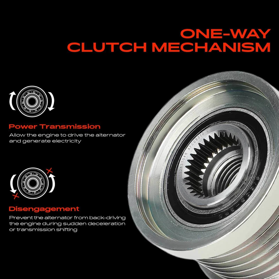 Polea embrague alternador para Nissan X-Trail 2005-2006 2,5 L 6 ranuras en el sentido de las agujas del reloj Foto 3 de 4
