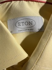 Eton Men's Contemporary Fit Yellow Dress Shirt 16.5 42 Worn Twice Excellent
