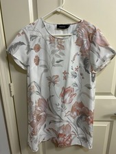 MINKPINK Casual Dress, Short Sleeve, White/Gray/Pink, Floral, Women's Medium