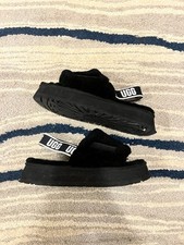 UGG Women's Funkette Platform Slingback Suede Slippers Black 1113474