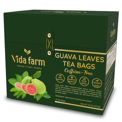 VIDA FARM 75 Premium Guava Leaf Tea Bags, Zero Sugar Tea, Handpicked, 100 Pur...