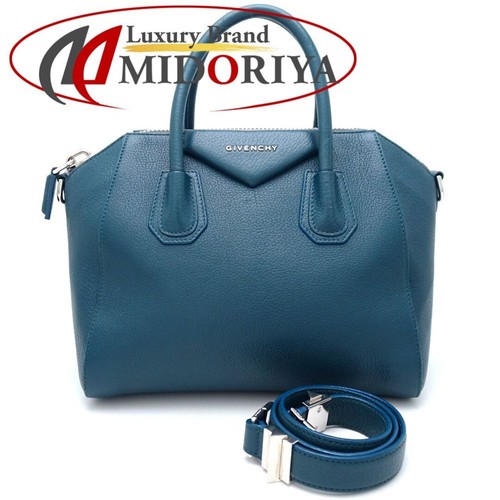 Givenchy Antigona Leather 2Way Bag Blue Used From Japan