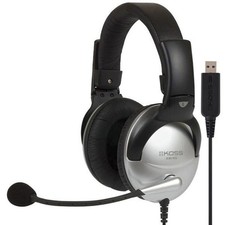 Koss SB45 USB Noise-Cancellig Headset with Multimedia Microphone, Silver