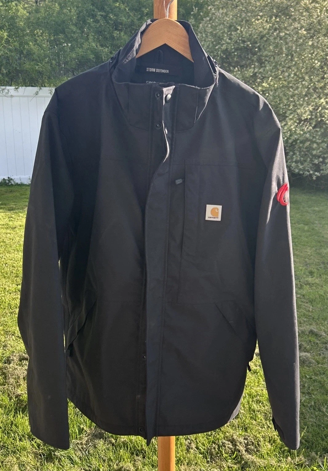 Carhartt Storm Defender Jacket Mens XL Black Waterproof Rain Coat No Hood