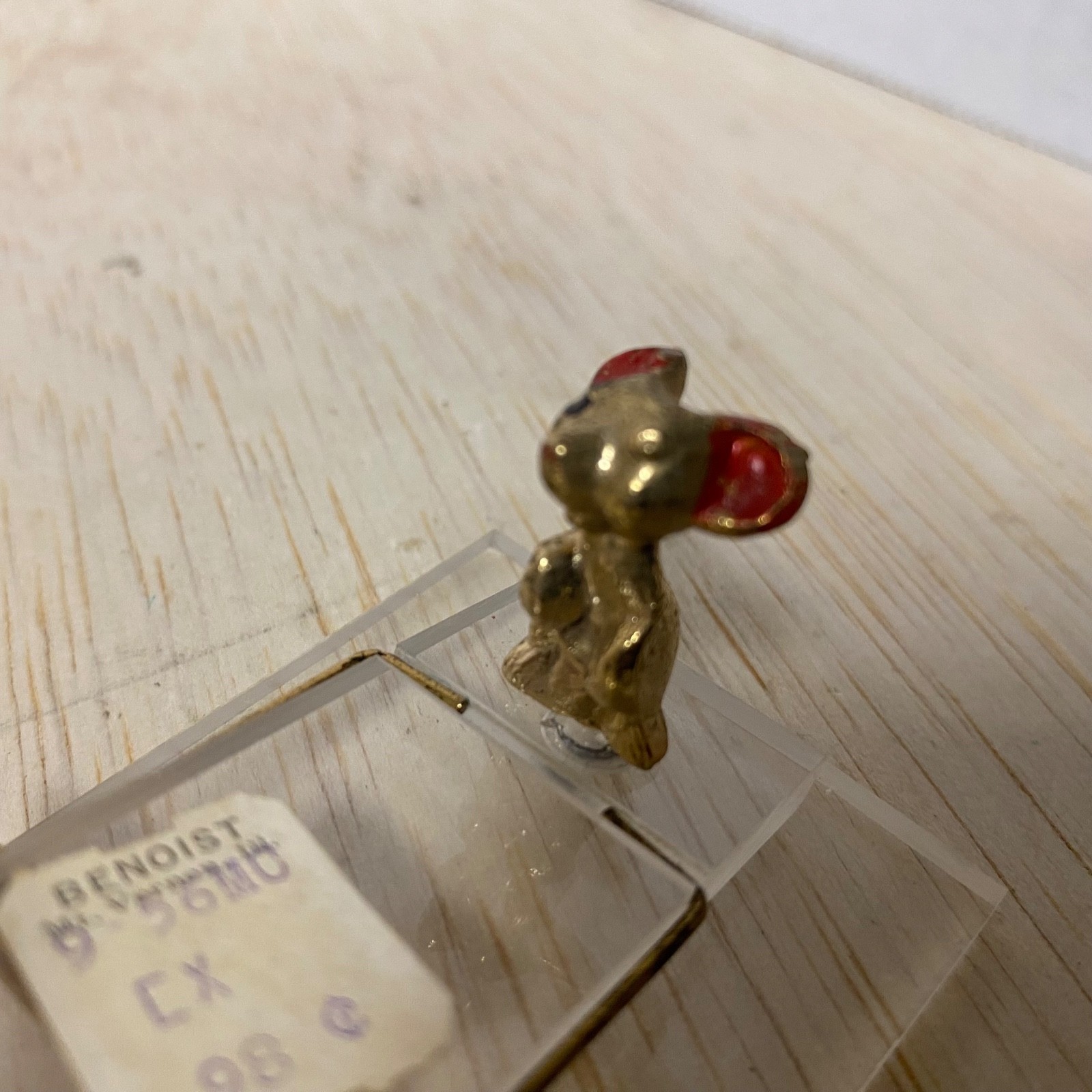 Vintage NEW! Novo Memo Holder • Clear Acrylic • See Saw With Gold Mice • Org Box