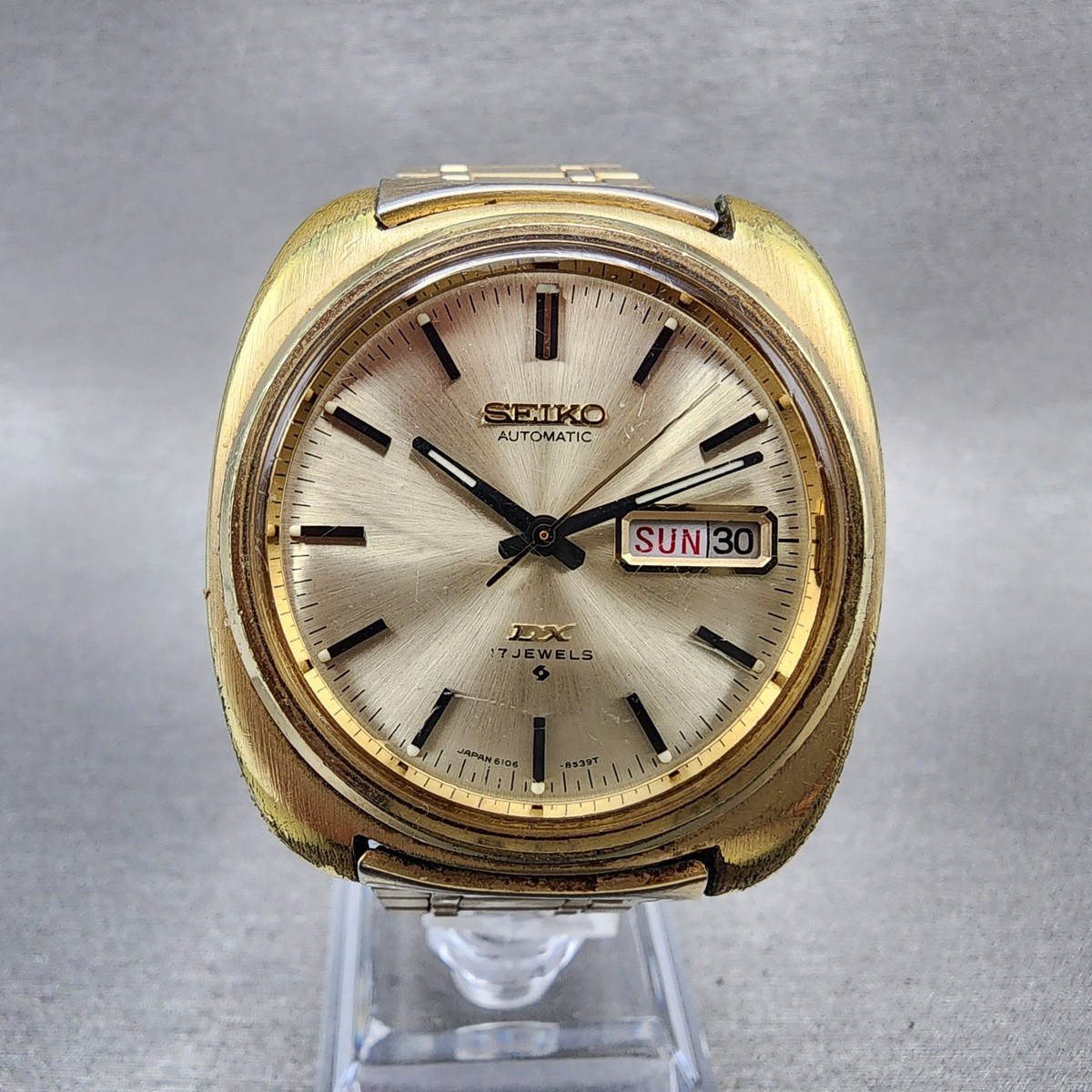 Seiko DX Automatic Watch Men 37mm Champagne Dial Gold Tone Daydate
