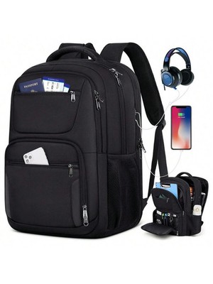 Travel Laptop Backpack 17'' 45L USB Charging Anti Theft Water Resistant