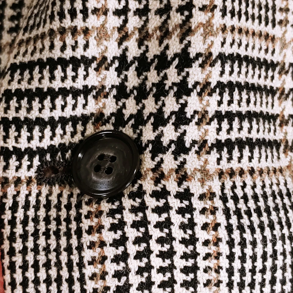 Abrigo deportivo Botany 500 para hombre 42R marrón lana geométrica Blazer chaqueta 2 Bttn 1 ventilación Foto 3 de 4