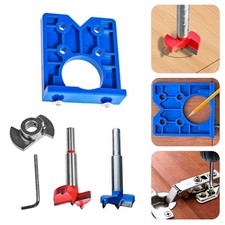 For Kitchen Cabinet Doors 35mm Concealed Hinge Hole Jig+Saw Drill Bit Tool Kits