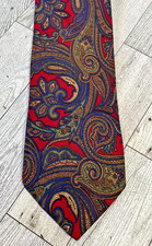 Burberry Mens 100 Silk Necktie Paisley USA Length 56 Red Blue Green