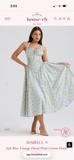 House of CB ADABELLA Soft Blue Vintage Floral Print Cotton Halter Sundress