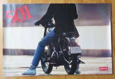Vintage 1986 LEVI's Branded Denim 501 MOTORCYCLE MASS License Plate Promo Poster