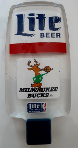 Vintage  MILWAUKEE BUCKS MILLER LITE ACRYLIC BEER TAP HANDLE NBA