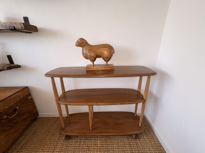 Großer, Vintage, Mid Century, handgeschnitzter Holzwidder / Schaf Skulptur Volkskunst