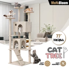 77" Cat Tree Cat Tower Scratching Cost Large Kitten Playing Condo House for Rest