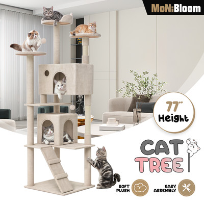 77'' Cat Tree Cat Tower Scratching Cost Large Kitten Playing Condo House for Rest