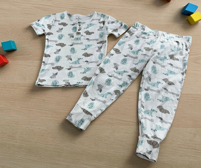 Oliver & Rain Puppy Dog Pajama Set Sz 5T Organic Cotton Shirt Pants Sleepwear