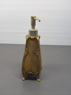 E1 LAURA ASHLEY GOLD SOAP PUMP DISPENSER VANITY BATHROOM RESIN Gc3