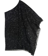 Adrianna Papell Womens Sequin Cape Sleeve Mini Cocktail Dress, Black, Small