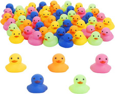 50 Pcs Multicolor Mini Rubber Ducks Baby Bath Toy ,Children Squeak and Float Col