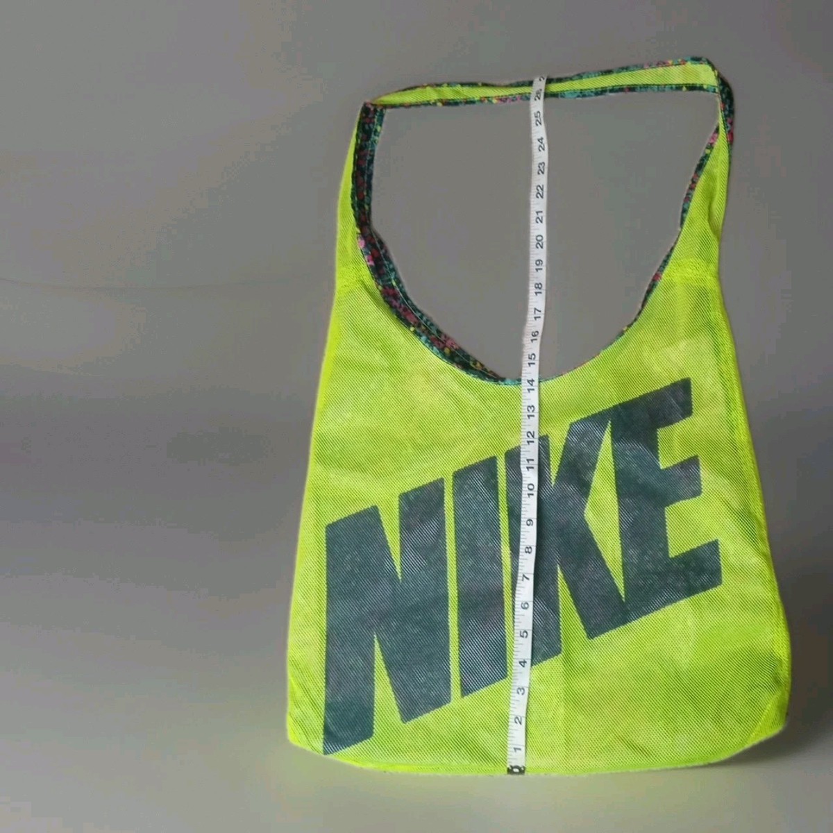 Nike Reversible Neon Yellow Floral Mesh Bag Tote Gym Travel Pool