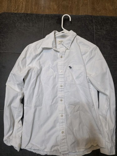 Abercrombie & Fitch Mens Muscle Button Down Shirt Sz M White Moose Heavy Oxford