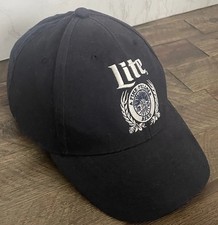Vintage Miller Lite Beer Snapback Hat Navy W/ Embroidered Logo Made In USA