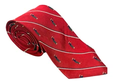 Golf Tie Red Abercrombie & Finch with White And Blue Stripes 3.5" Wide