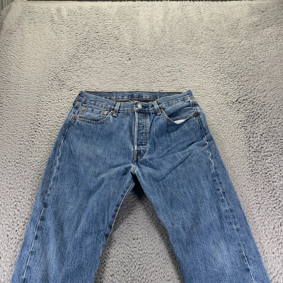 Levi's 501 Jeans Mens 33x29 Blue Denim Cotton Straight Button Fly Workwear Faded - Image 2 of 4