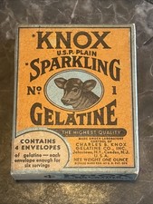 Vintage 1930'S Knox Unflavored Gelatine No. 1 SEALED Box